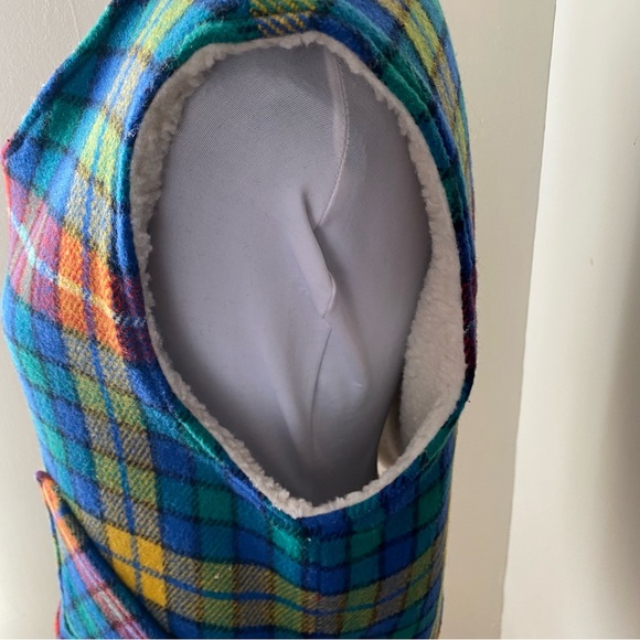 Acme Clothing Looney Tunes vintage plaid sherpa wool blend vest XL - Picture 10 of 13